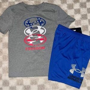 Under Armour Kids Pajama Set - Gray and Blue with Patriotic Design